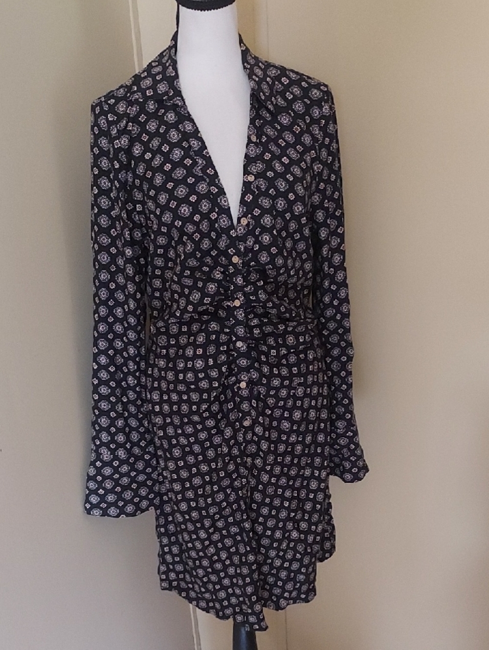 Cupshe Black Long Sleeve Floral Dress